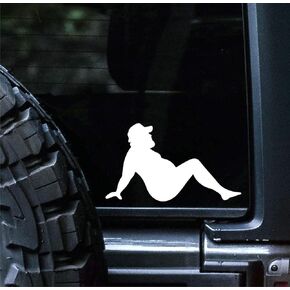 Sunset Graphics & Decals Mud Flap Man Decal Vinyl Car Sticker Funny Trucker Fat Joke Sexy | Cars Trucks Vans Walls Laptop | White | 5 inch | SGD000132
