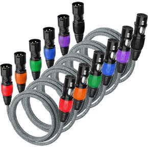 huaham XLR Cable 2Pack 10ft, Microphone Cable Nylon Braided XLR Male to Female Balanced 3 PIN XLR Microphone Cable Compatible with Mixer, Recording Studio, Speaker Systems and More