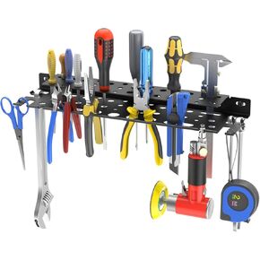 Wall Mount Tool Storage Shelf, Screwdriver Holder - Pliers Holder, Utility Tool Organizer and Storage Rack for Garage, Workbench Edge, Work Shop Organization. 17"Black