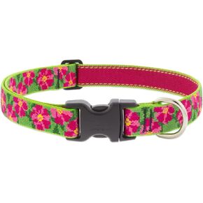 Lupine Dog Collar 1" wide Petunias Adjusts from 12" to 20"