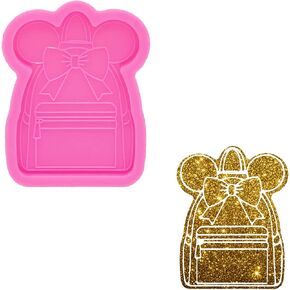Lovely Backpack Style Silicone Mold Shiny Backpack with Bow Resin Mold Epoxy Keychain for DIY Jewelry Making Mold, Resin Jewellery Silicone Mold, Epoxy Clay Polymer Mold