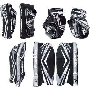 Franklin Sports NHL Kids Street Hockey Goalie Pads Set - Kids Hockey Training Equipment - Includes Block Pad, Catch Glove, and Goalie Pads