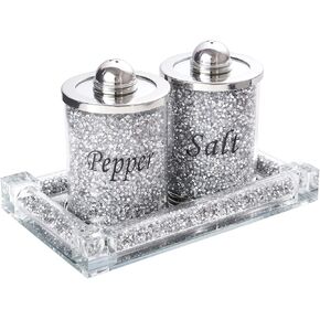 Gold Salt and Pepper Shakers Set Bling Salt and Pepper Shakers with Crushed Diamond Salt Shaker