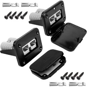 50A Plug Mounting Panel for Anderson SB50 Series Connectors with Cover, 50Amp Battery Quick Connect/Disconnect Connector Mounting Panel, Flush Mount Recessed Plate 2Pcs Socket Panel 12-24V DC