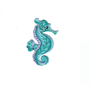 Seahorse - Tropical Marine Fish - Green/Blue/Purple - Ocean - Embroidered Iron on Patch