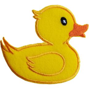 #E05199L Yellow Rubber Duck,Ducky Applique Iron On Patch -(Left) 3" by 2 3/4"