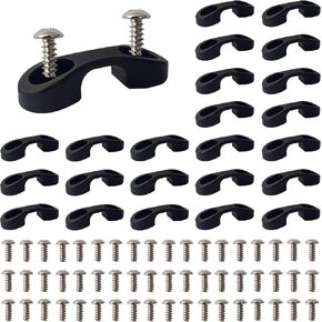 Kayak Pad Eye Kit Nylon Bungee Tie Down Eyelets with Stainless Steel Screws 24pcs Kayak Accessories for Boat Kayak Deck Rigging Kit