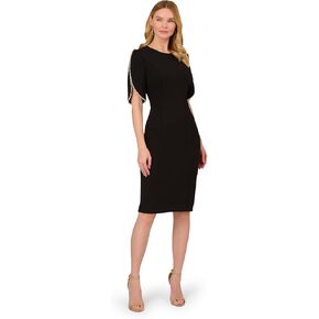 Adrianna Papell Women's Knit Crepe Pearl Midi Dress