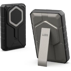 URBAN ARMOR GEAR UAG 10000mAh Power Bank 20W 2-Port USB-C USB Magnetic Wireless Portable Charger Fast Charging Battery Pack with Kickstand Compatible with iPhone 16/15, Samsung Galaxy S24, Black/Grey