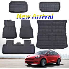 for Model Y 2024 2023 2022 2021 Floor Mats, 2024 for Model Y Trunk Mat, All weather Cargo Mat Liner for Model Y Floor Mats 5 Seater, for model Y Trunk Liner Mat Accessories in Kuwait