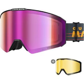 OutdoorMaster Falcon Ski Goggles Lens by ZEISS, OTG Snowboard Goggles Anti-fog, Magnetic Interchangeable Lens, Snow Goggles