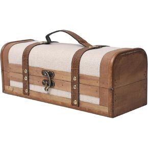 Vintage Wooden Wine Bottle Box with Hinged Lid, Antique Finish