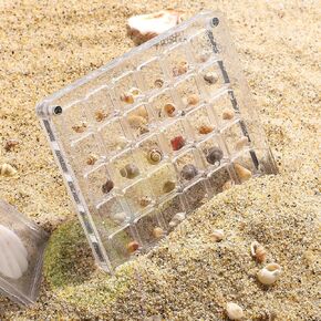 36-Grid Acrylic Seashell Display Box and 3pcs Plastic Square Display Cases, Square Seashell Storage Box Small Craft Organizer Box Container for Bead Seashell Nail Jewelry