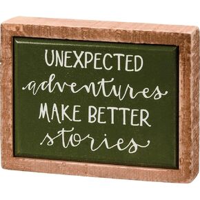 Primitives By Kathy 113424 Unexpected Adventures Mini Box Sign, 4-inch Length, Wood
