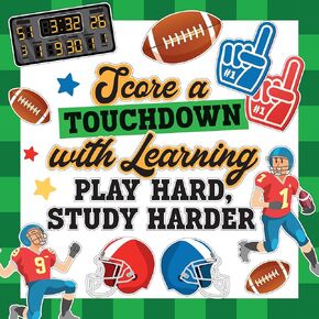 Decorably 80 Pcs Cutouts Football Bulletin Board Decorations Set with Borders, Sports Theme Classroom Decor - School, Gym, Homeschool