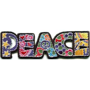 HHO Peace sign hippie boho retro flower power summer of love hippy applique Patches, Cute Applique Sew Iron on Kids Craft Patch for Bags Jackets Jeans Clothes