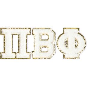 Sorority Shop Pi Beta Phi Chenille Letter Stickers - Adhesive Back, Set of 3 Greek Letters