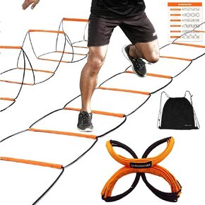 ALPHAWORX Agility Ladder, Agility Training Equipment, Soccer Speed Ladder, Football Footwork Ladder, Workout Ladder for Kid Adult, Foldable Instant Set-up & Tangle-Free & Carry Bag (4/8/8+4/12 Rung)