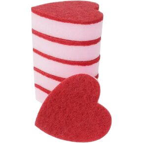 Heart Shaped Sponge, Dual-Sided Kitchen Scrubber for Washing Dishes, Pots, Pans and General Household Cleaning, Pink (6 Pack) in Saudi Arabia