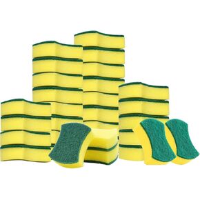(Pack of 30) Kitchen Cleaning Sponge,Double FaceSponges Scourer,Eco Non-Scratch Scrub Sponge，Super Absorbent Multi-Use Cleaning Sponge,Widely Used in Kitchen, Bathroom, Garage, Outdoor