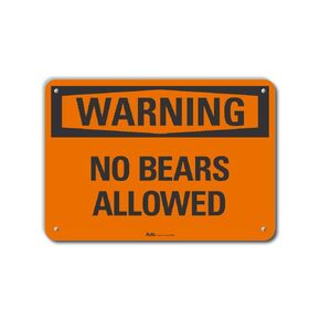 PKFO-0238-NA_10x7 PetKa Signs and Graphics PKFO-0238-NA_"No Bears Allowed" Aluminum Sign, 10" x 7", Warning