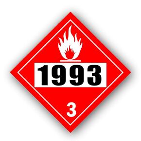 1993 Placard DOT Hazardous Chemical 4 Digit UN Number Sign 10 ¾" x 10 ¾" Self Adhesive Vinyl Sticker Decal