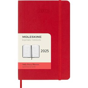 Moleskine Classic 12 Month 2025 Daily Planner, Soft Cover, Pocket (3.5" x 5.5"), Scarlet Red, 400 pages