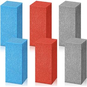 Deekin Soft Ski Gummy Stone Grinding Rubber Gummy Abrasive Block Stone Snowboard Ski Stone Tuning for Removing Rust and Burrs, 50 x 20 x 20 mm, Gray, Brick Red, Blue, 60 Grit