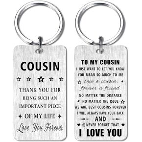 Fathers Day Keychain Gifts for Cousin- Cousin Father's Day Birthday Graduation Keychain- Women Men Cousin Christmas Xmas