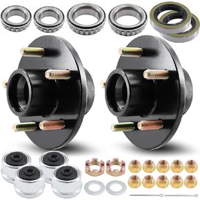 3500 LB-5 X 4.5 Trailer Axle Kit with(L68149 and L44649 Cone Bearings),5 Bolt Trailer Wheel Hub Kit,Replacement Trailer Brake Hub Drum Assembly for Rvs(Pack 2)