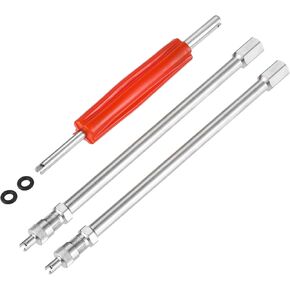 Aupoko 6Inch Dually Valve Stem Extenders, Heavey Duty, Include valve core removal tool, 150mm Straight Metal Dual Wheel Valve Stem Extensions for Truck Tire, RV Tire, Motorhome, Coach, Pickup, Trailer