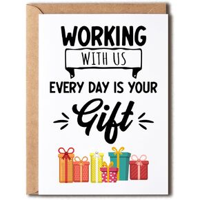 Funny Birthday Card - Cute Coworker Birthday Card - Funny Office Card - Anniversary Card For Friend Coworker Boss