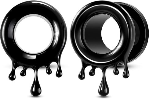 OUFER 2PCS Water Drops Ear Tunnels, Stainless Steel Ear Gauges Plugs, Double Flared Gauge For Ear Stretchers Expander, Ear Piercing Jewelry for Women Men in Saudi Arabia
