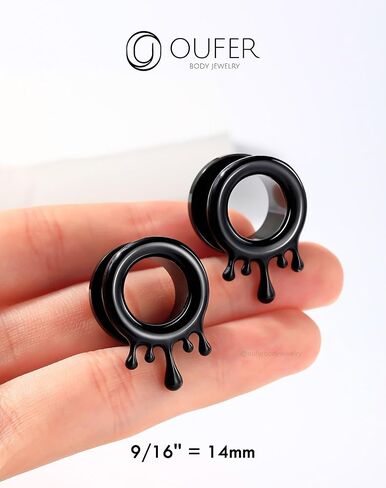 OUFER 2PCS Water Drops Ear Tunnels, Stainless Steel Ear Gauges Plugs, Double Flared Gauge For Ear Stretchers Expander, Ear Piercing Jewelry for Women Men in Saudi Arabia