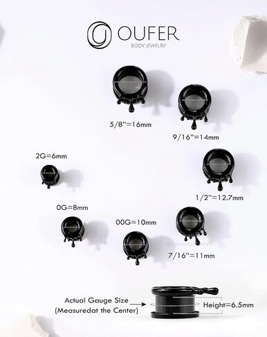 OUFER 2PCS Water Drops Ear Tunnels, Stainless Steel Ear Gauges Plugs, Double Flared Gauge For Ear Stretchers Expander, Ear Piercing Jewelry for Women Men in Saudi Arabia