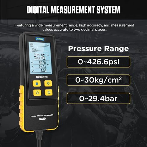 مجموعة أدوات قياس ضغط حقن الوقود للسيارات، مجموعة أدوات قياس ضغط الوقود، مجموعة أدوات اختبار ضغط الوقود الذكية، مجموعة قياس ضغط مضخة حقن الوقود الرقمية 0-426.6 رطل لكل بوصة مربعة in Kuwait