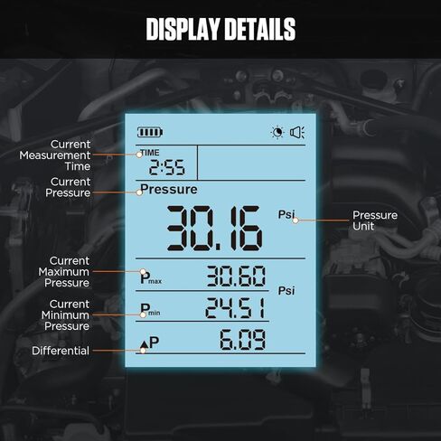 مجموعة أدوات قياس ضغط حقن الوقود للسيارات، مجموعة أدوات قياس ضغط الوقود، مجموعة أدوات اختبار ضغط الوقود الذكية، مجموعة قياس ضغط مضخة حقن الوقود الرقمية 0-426.6 رطل لكل بوصة مربعة in Kuwait