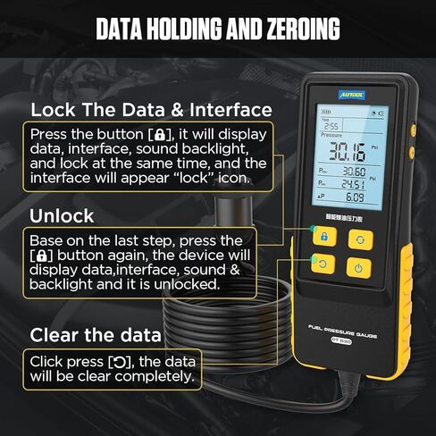 مجموعة أدوات قياس ضغط حقن الوقود للسيارات، مجموعة أدوات قياس ضغط الوقود، مجموعة أدوات اختبار ضغط الوقود الذكية، مجموعة قياس ضغط مضخة حقن الوقود الرقمية 0-426.6 رطل لكل بوصة مربعة in Kuwait