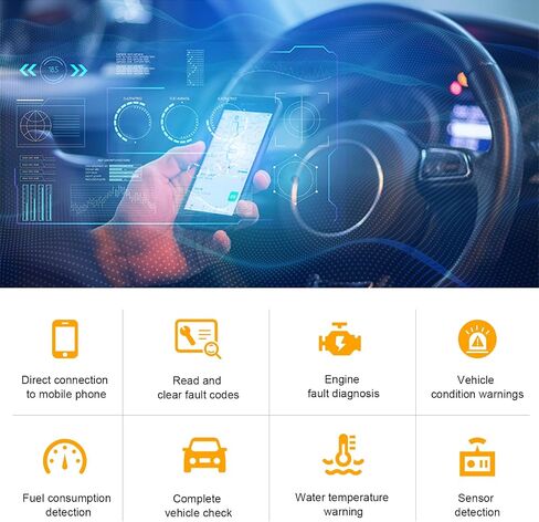 ELM327 OBDⅡ Car Auto Diagnostic Scanner, Professional Automotive Bluetooth Scan Tool and Code Reader, Universal Vehicle Interface Adapter Diagnostic Tool Scanner in Saudi Arabia