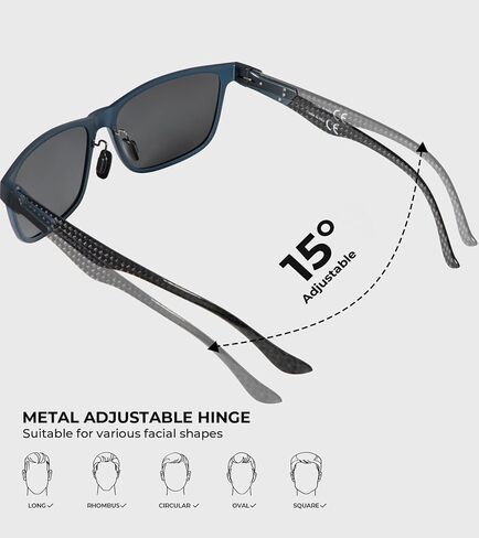 Carbon Fiber Polarized Sunglasses for Men Trendy Driving Sunglasses Shady Sun Glasses with UV Protection in Saudi Arabia
