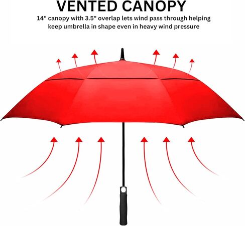 نقدم لكم مظلة الجولف الفاخرة المقاومة للرياح مقاس 60 بوصة - مظلة ذات فتحات تهوية - عمود فولاذي قوي - غلاف تخزين - مظلة سفر مفتوحة تلقائيًا in Kuwait
