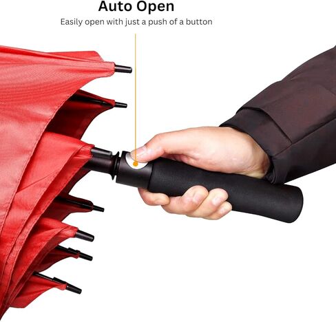 نقدم لكم مظلة الجولف الفاخرة المقاومة للرياح مقاس 60 بوصة - مظلة ذات فتحات تهوية - عمود فولاذي قوي - غلاف تخزين - مظلة سفر مفتوحة تلقائيًا in Kuwait