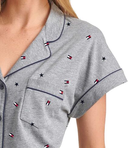 طقم شورت بيجامة نسائي من Tommy Hilfiger مكون من قطعتين (علم رمادي، X-Large) in Saudi Arabia