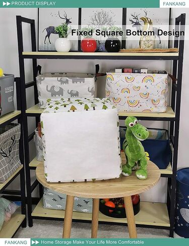 Square Nursery Hamper Storage Bins Canvas Laundry Basket Foldable with Waterproof PE Coating Large Storage Baskets Gift Baskets for Children Office Bedroom ClothesToys (SquareGreen forest) | Canvas Laundry Basket Foldable with Waterproof PE Coating Gift B in Saudi Arabia