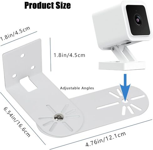 2 حزمة من دعامات التثبيت على الحائط بزاوية معدنية متوافقة مع Wyze Cam Pan V3/V2، Wyze Cam V4/V3/V2، غطاء أقصى قابل للتعديل على كلا الجانبين 300 درجة يقلل من البقع العمياء للحصول على أفضل رؤية، حامل سقف الكاميرا in Kuwait