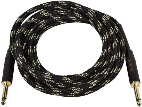 Monoprice 1/4-Inch TS Male to 1/4-Inch TS Male Instrument Cable Cord - 6 Feet - Black, 20AWG, Braided Jacket, Gold Plated - Cloth Series in Saudi Arabia
