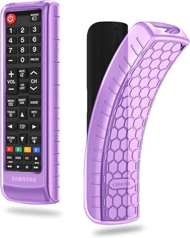 CaseBot Silicone Case for Samsung TV Remote, (Honey Comb) Lightweight Anti Slip Shockproof Cover for Samsung BN59-01315A BN59-01199F AA59-00666A BN59-01301A Remote, Purple-Glow in The Dark in Kuwait