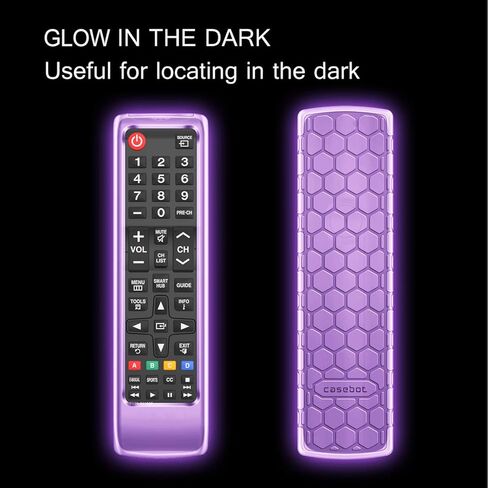 CaseBot Silicone Case for Samsung TV Remote, (Honey Comb) Lightweight Anti Slip Shockproof Cover for Samsung BN59-01315A BN59-01199F AA59-00666A BN59-01301A Remote, Purple-Glow in The Dark in Kuwait