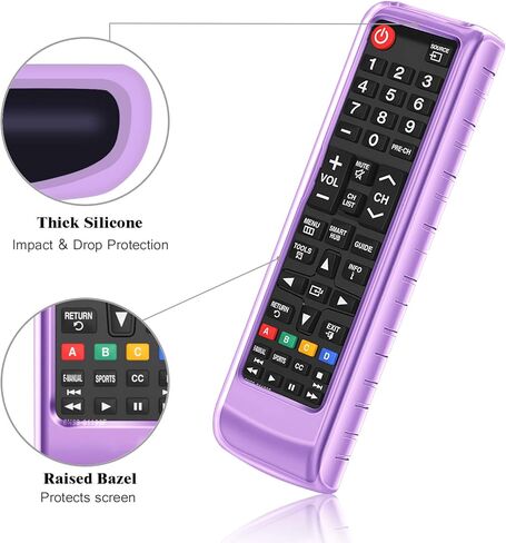 CaseBot Silicone Case for Samsung TV Remote, (Honey Comb) Lightweight Anti Slip Shockproof Cover for Samsung BN59-01315A BN59-01199F AA59-00666A BN59-01301A Remote, Purple-Glow in The Dark in Kuwait