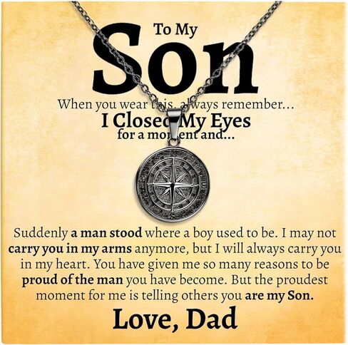 Meaningful Son Necklace Gift Set with Card from Parents, Son Gift from Mom and Dad, Best 21st Birthday Gift from Parents to Son in Saudi Arabia